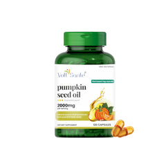 Voll Santé bottle shows plant-based, non-GMO pumpkin seed oil capsules for daily wellness