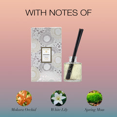 Voluspa Mokara reed bundle diffuses orchid notes for a serene home