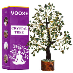 VOOXE Crystal Tree of Abundance with green aventurine on a desk for calm energy
