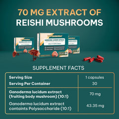 Vos Ganolucidum Red Reishi box packaging with 30 capsules