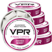 VPR Energy 75mg caffeine pouch for smooth energy and focus during work or study.