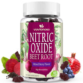 Vuvionoso Beet Root Gummies bottle front with mixed berry flavor and sugar-free formula