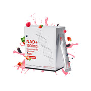 Vyaji NAD-NR liquid bottle highlights a 1000mg formula for steady energy.
