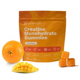 VYBRANCE LABS Creapure Gummies bottle shows 5g creatine with taurine for stronger workouts.