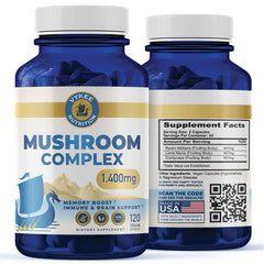 Vykee Nutrition Mushroom Blend bottle showing Reishi for enhanced focus