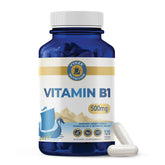 Vykee Nutrition Vitamin B1 bottle with label highlighting high-potency thiamine for energy support.