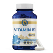 Vykee Nutrition Vitamin B1 bottle with label highlighting high-potency thiamine for energy support.