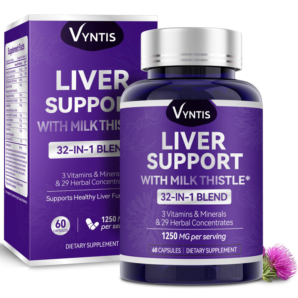 VYNTIS 32-in-1 liver cleanse bottle for daily liver support.