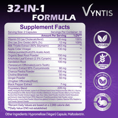 VYNTIS milk thistle capsules highlighting silymarin benefits for liver cells.
