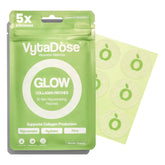 Vytadose collagen glow patch applied to skin for hydrated, radiant complexion