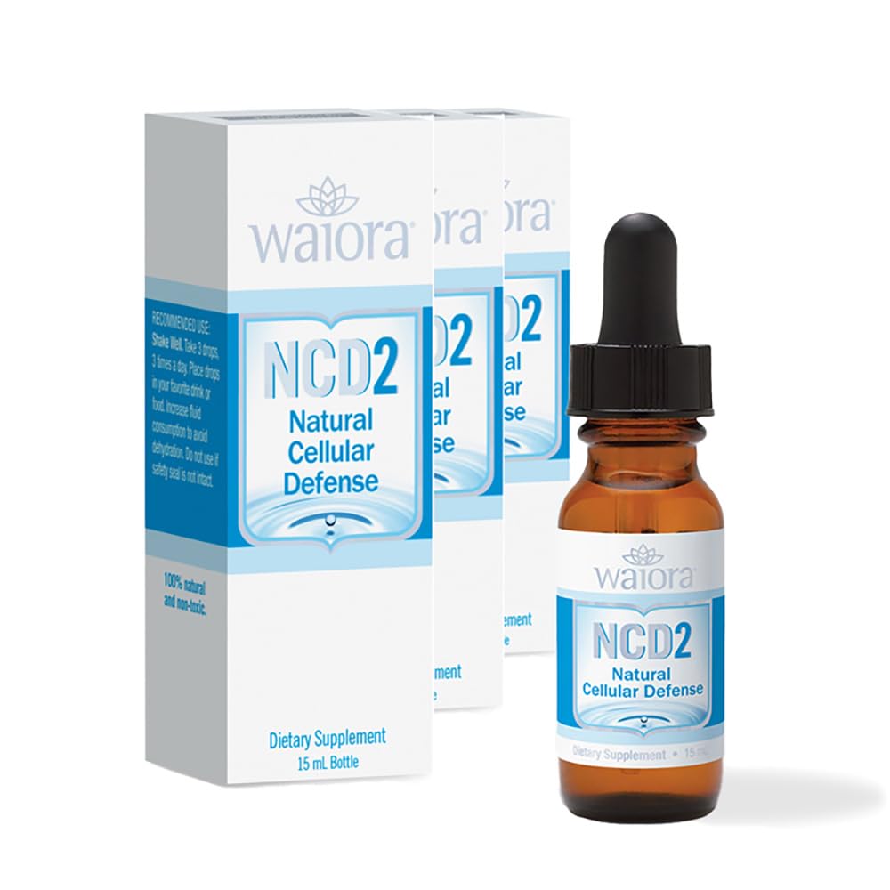 Waiora NCD2 bottle close-up showing purified mineral formula for daily support.