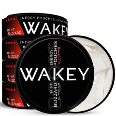 Wakey Blizzard Mint Boost packaging displays sugar-free energy and modern branding.