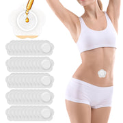WALEJUC castor oil patch on belly button, discreet and comfortable under clothing.