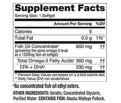 Label notes USA wild-caught Alaskan fish with 330 mg EPA and DHA per softgel.