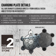 Wallystone Gems Shungite Metatron plate certificate included for authenticity