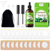 Warmify castor oil patches in a glass bottle for convenient at-home use.