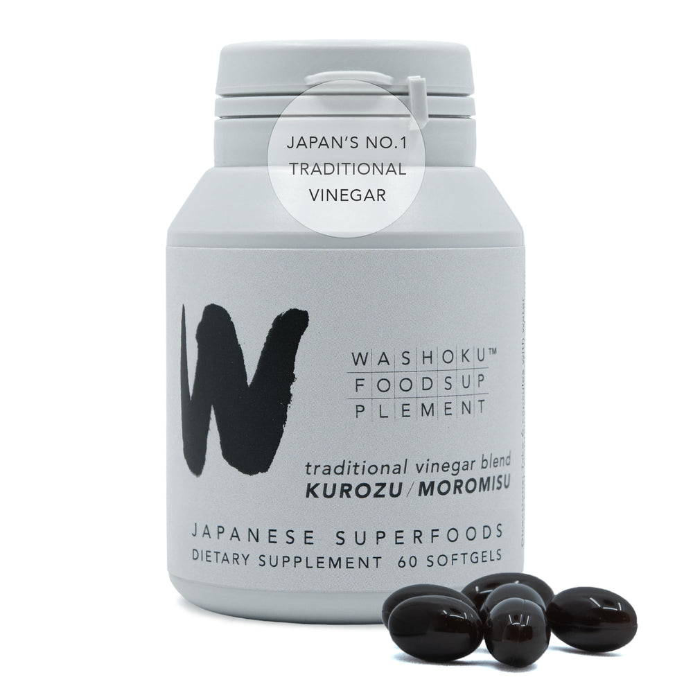 Washoku KUROZU bottle highlights fermented rice extract for daily energy and circulation