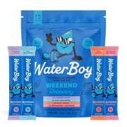 Waterboy Weekend Recovery sample pack front view for post-workout hydration.