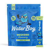Waterboy Weekend Recovery lemon-lime stick for fast hydration after a night out.