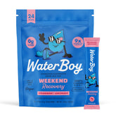 Waterboy Weekend Recovery sticks Strawberry Lemonade dissolving for quick hydration after a long day