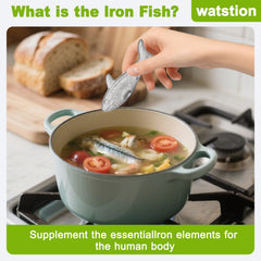 Watstion Iron Fish dispensing iron into liquid during boiling