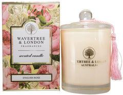 Wavertree & London English Rose candle jar with clean burn and delicate floral scent