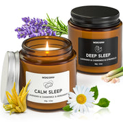 Waxcanpy Calm Sleep candle jar promotes a peaceful bedtime ritual with lavender and chamomile.