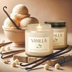Waxcanpy Vanilla Candle close-up shows smooth wax texture for clean burn ambiance.