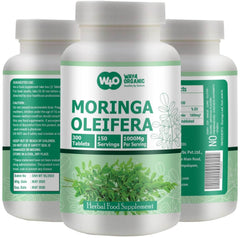 WAY 4 ORGANIC W4O Moringa tablets bottle front for daily nutrient support.