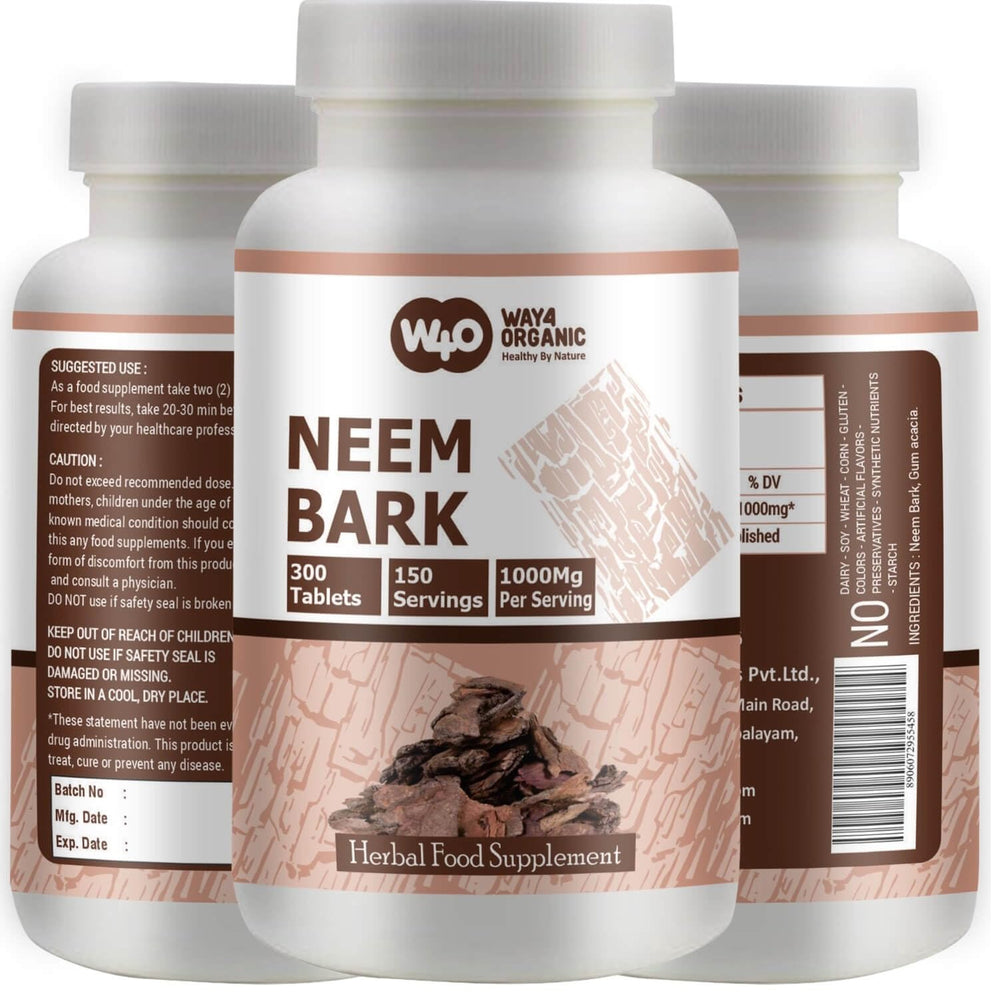 WAY 4 ORGANIC W4O Neem Bark Capsules bottle front for daily use.