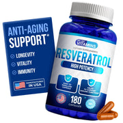 We Like Vitamins Resveratrol bottle front highlighting high-potency antioxidant supplement
