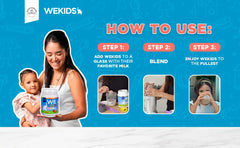 WE White Elephant We Kids chocolate powder served as a tasty, nutritious snack option.