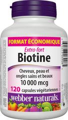 Webber Naturals Biotin capsules on a tray highlighting skin hydration and shine