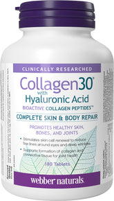 Webber Naturals Collagen30 bottle front highlighting skin support
