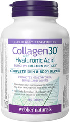 Webber Naturals Collagen30 bottle front highlighting skin support