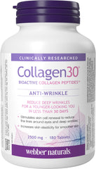 Webber Naturals Collagen30 bottle-front supports daily skin health and hydration.