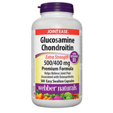 Webber Naturals Glucosamine Chondroitin vitamin D3 extra strength bottle; premium formula for daily use.