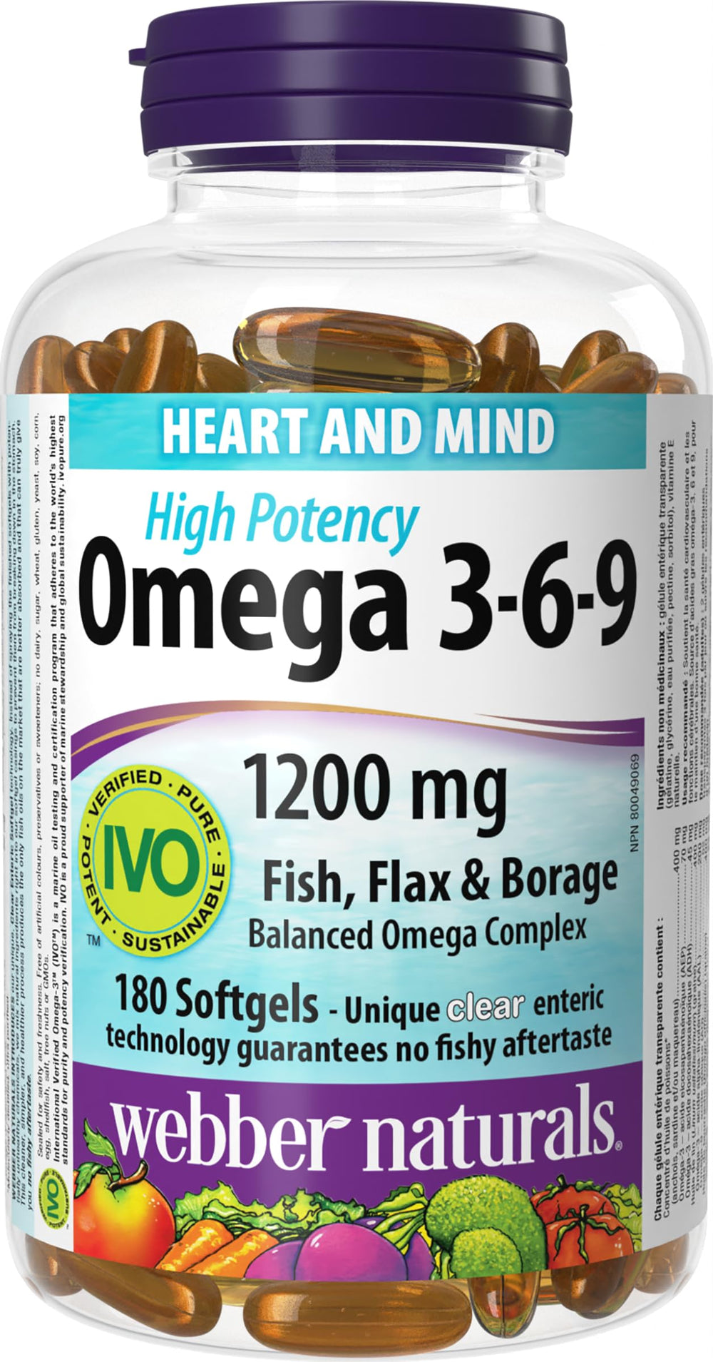Webber Naturals High Potency Omega 3-6-9 bottle showcases comprehensive fatty acids for overall wellness