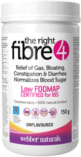 Webber Naturals Right Fibre4 unflavoured bottle demonstrates convenient digestive support