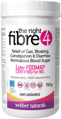 Webber Naturals Right Fibre4 unflavoured bottle demonstrates convenient digestive support