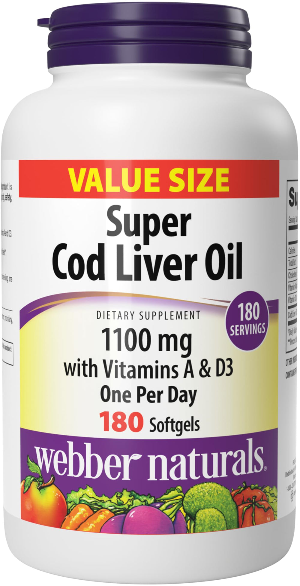 Webber Naturals Super Cod Liver Oil bottle front supports immune function and overall well-being.