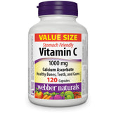 Webber Naturals Vitamin C Calcium Ascorbate bottle front, gentle on stomach