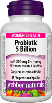Webber Naturals Women's Multi Probiotic with Cranberry bottle front shows daily probiotic for balance