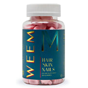 WEEM Hair Skin Nails Gummies pack shot shows vegan vitamins for healthy hair