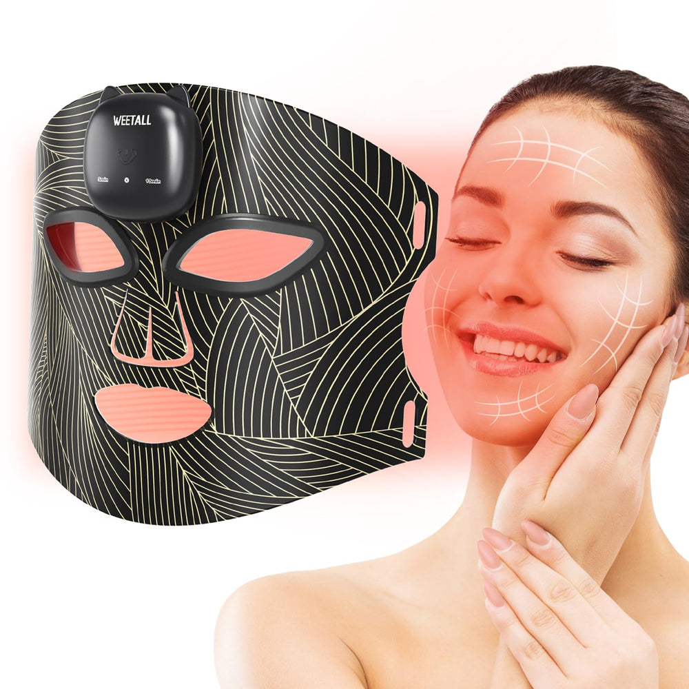 WEETALL red light mask close-up on skin for at-home skincare sessions