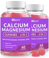 Weevit calcium gummies bottle visual for a bone-support daily supplement.