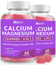 Weevit calcium gummies bottle visual for a bone-support daily supplement.