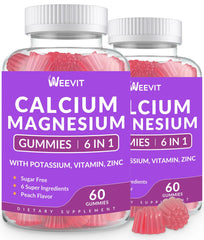 Weevit calcium gummies bottle visual for a bone-support daily supplement.