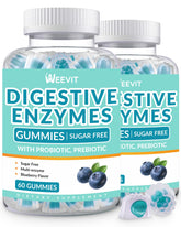Weevit Digestive Enzymes Gummies bottle front view with blueberry flavor for daily digestion support