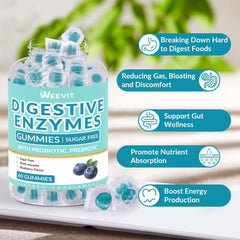 Weevit Digestive Enzymes Gummies side view highlighting probiotic blend and convenience